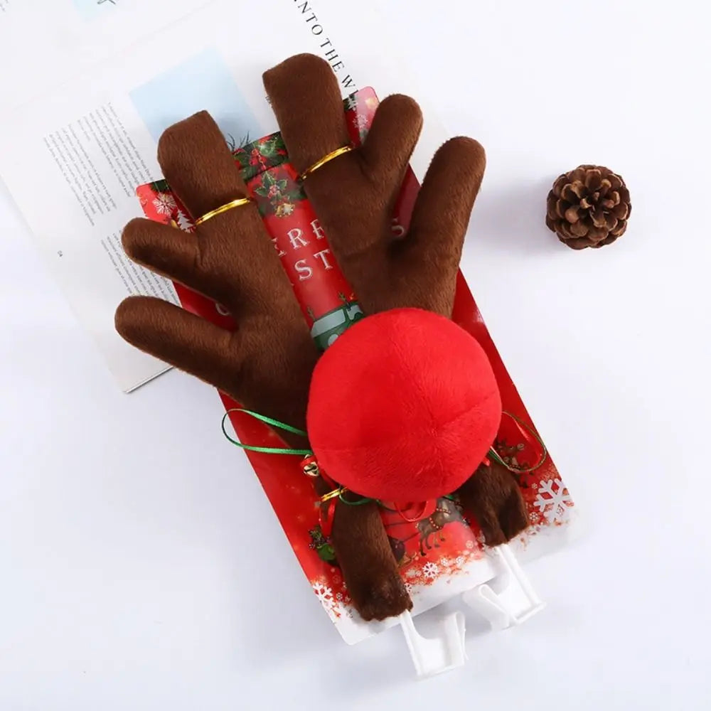 Plush Cartoon Reindeer Antlers Candy Cane Christmas Tree Christmas Car Decoration Red Nose Festive Vehicle Costumes Zpaxo style 3