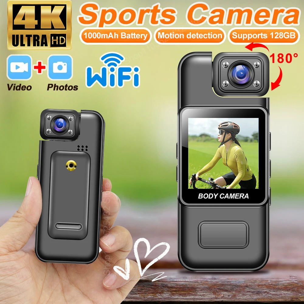 Ultra HD 4K WiFi Mini Camera Portable Digital Video Recorder Police Body Cam Infrared Night Vision Sports DV Small Camcorder Zpaxo