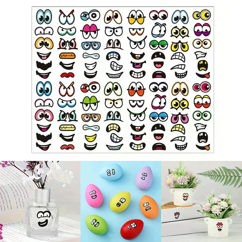 480/960pcs Cartoon Expressions Stickers Self-Adhesive Eyes Mouth Sticker With Playful Faces For Scrapbook DIY Decoration Parties Zpaxo