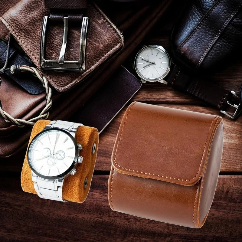 Single Watch Travel Case-classic Leather Case Superb Texture Portable