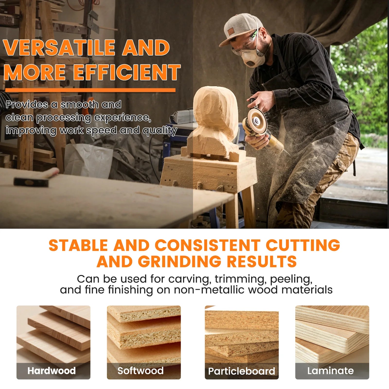 Wood Carving Disc Set For Angle Grinder 16mm A3 Steel Anti Clog Shaping Sanding Wheel Flat Curved Beveled For Woodworking Stump Zpaxo