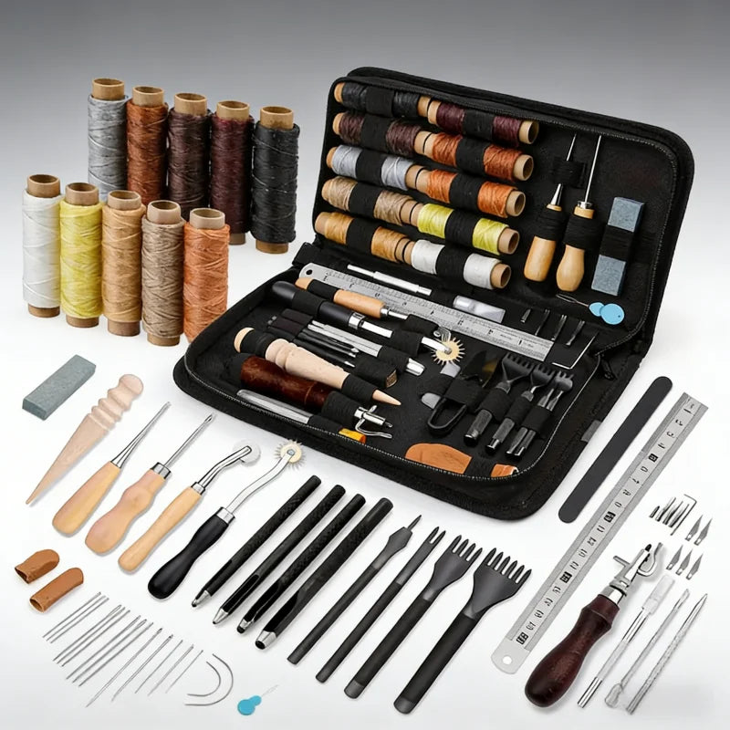 Shoe leather sewing kit with awl, hand sewn needle and thread, leather craft kit, sofa repair, leather bag production Zpaxo