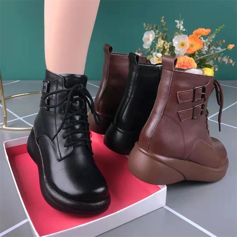 Women's Boots 2023 Autumn Winter Fashion England Ankle Retro Ladies Zpaxo