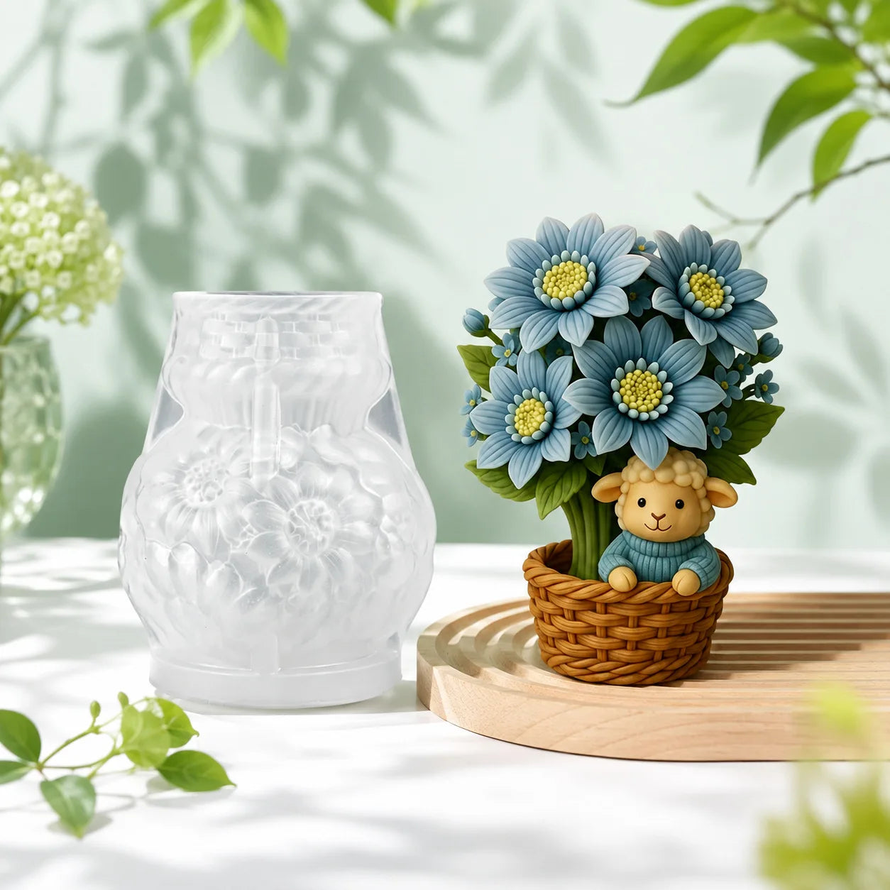 3D Sheep Flower Basket Silicone Candle Mold | DIY Craft Mold Silicone Craft Mold Zpaxo