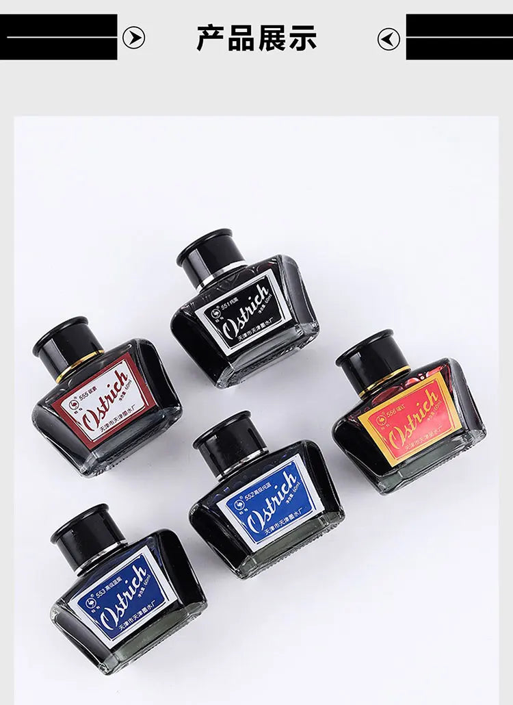 China Ostrich Pure Blue Black And Red Writing Word Than Carbon Black Ink 60ml Zpaxo