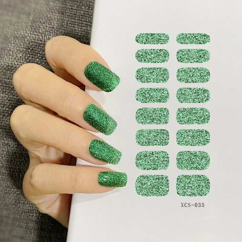 53 Colors Nail Polish Stickers Pure Strips Waterproof Adhesive Full