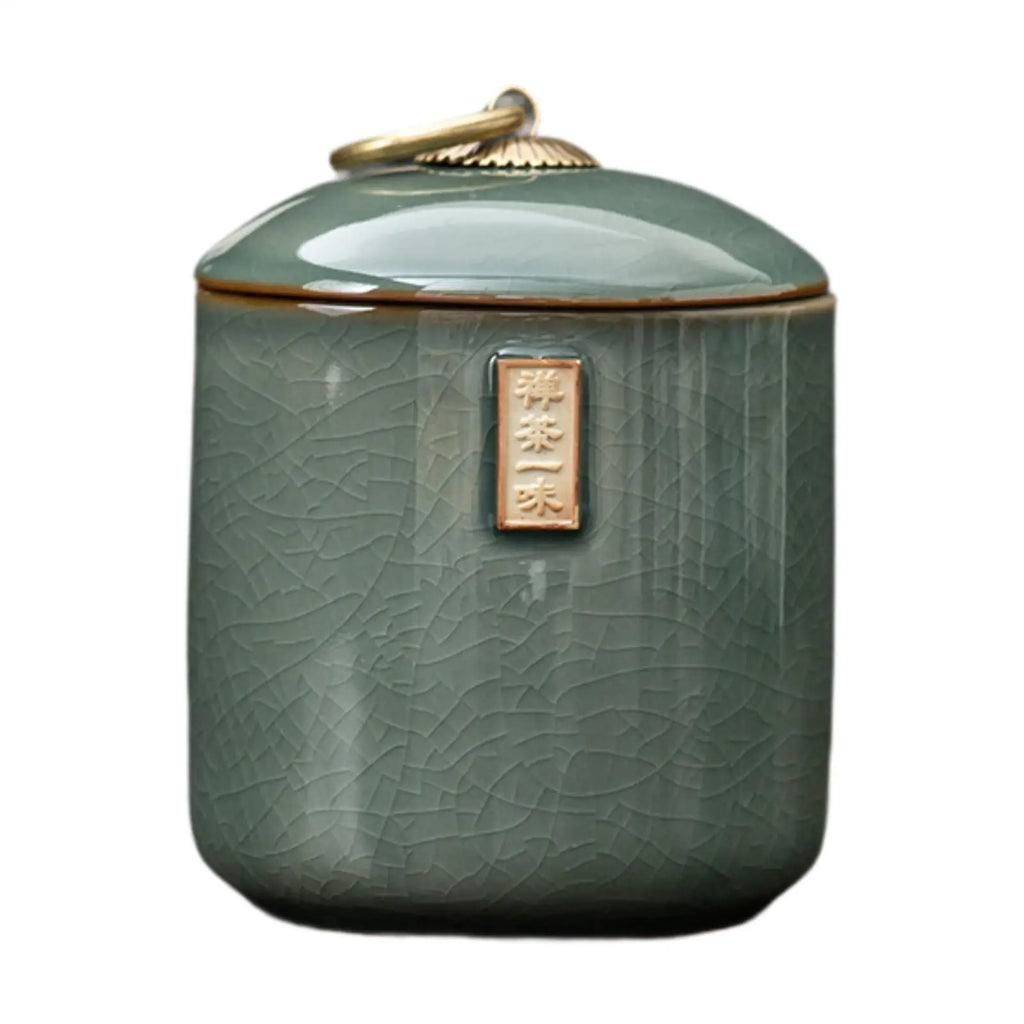 Ceramic Airtight Tea Canister – Dry Food & Coffee Storage Jar Ceramic Storage Canister Zpaxo Green