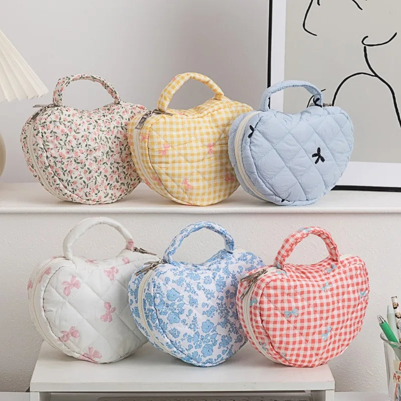 Home Handheld Floral Pattern Women's Makeup Bag, Travel Portable Quilted Storage Bag, Niche Design, Large Capacity Wash Bag Zpaxo