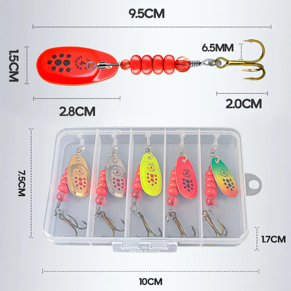 Metal Spoon Spinner Fishing Lure Tackle Box Artificial Bait Pike