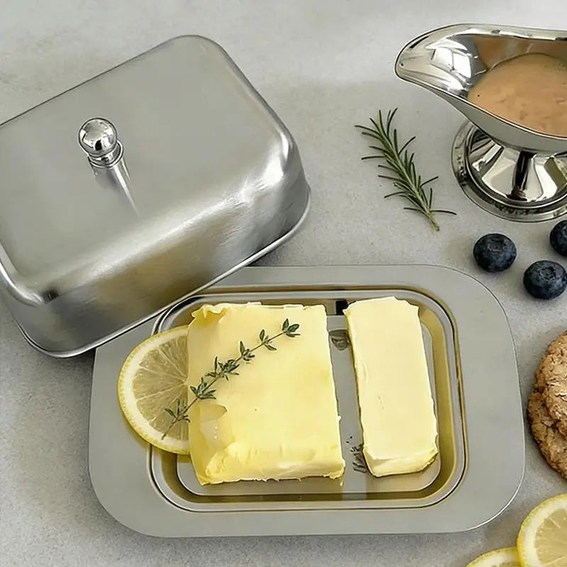 Butter & Cheese Storage Box with Lid & Knife | Fridge Keeper