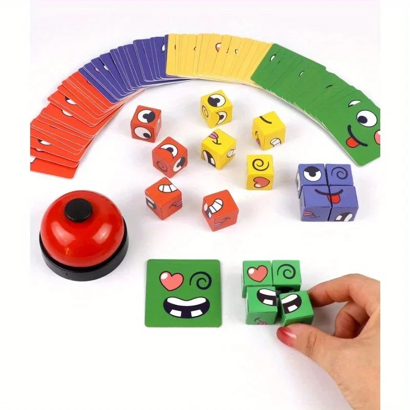 Kids Face Change Cube Game Montessori Expression Puzzle Building