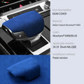 For Audi A8L Q8 2018 2019 Gear Shift Knob Cover Trim Alcan tara Suede Car Gearshift Collars Case Interior Tuning Accessories Zpaxo Blue
