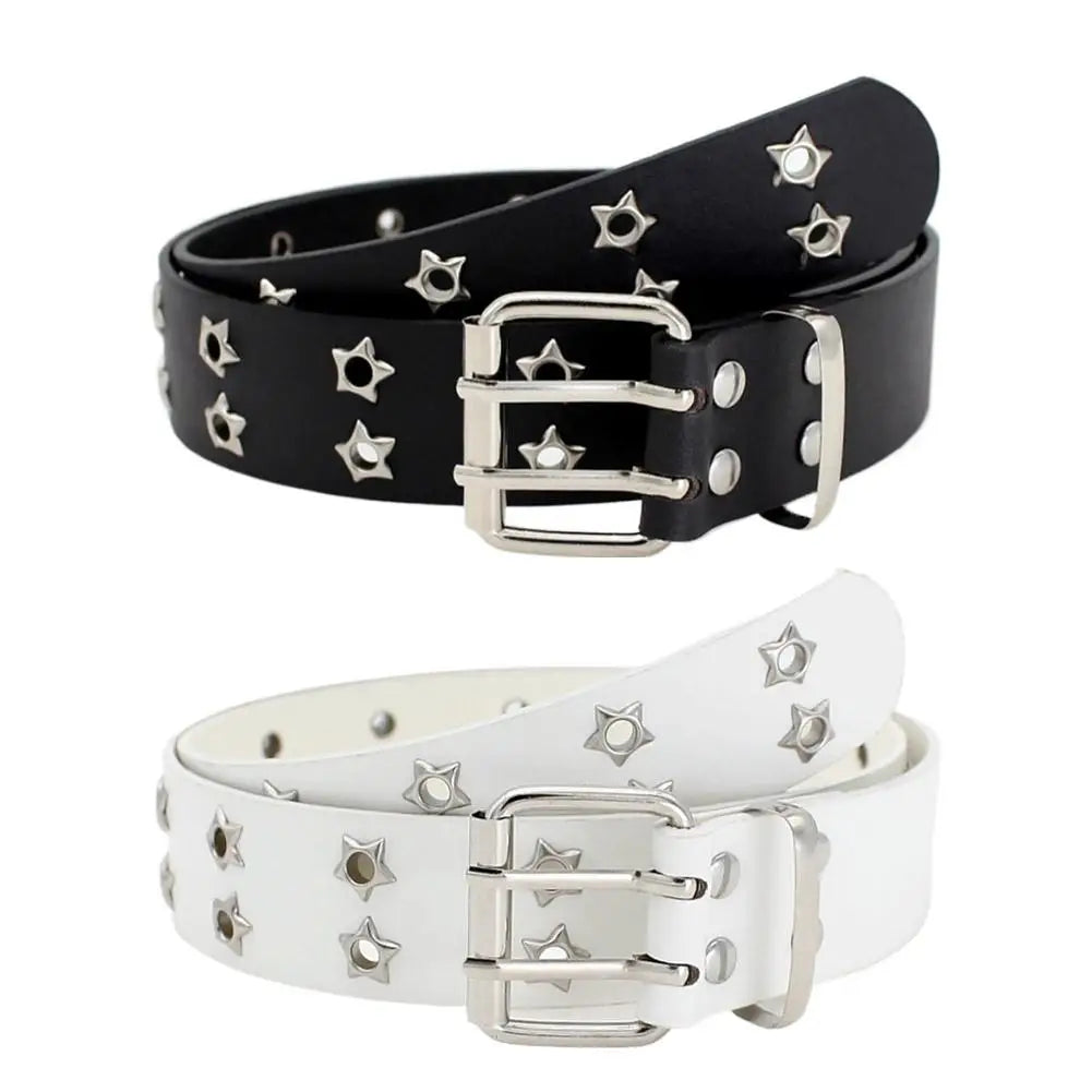Y2K Punk Rivet Belt – Double Row Star Gothic Waistband Punk Fashion Belt Zpaxo