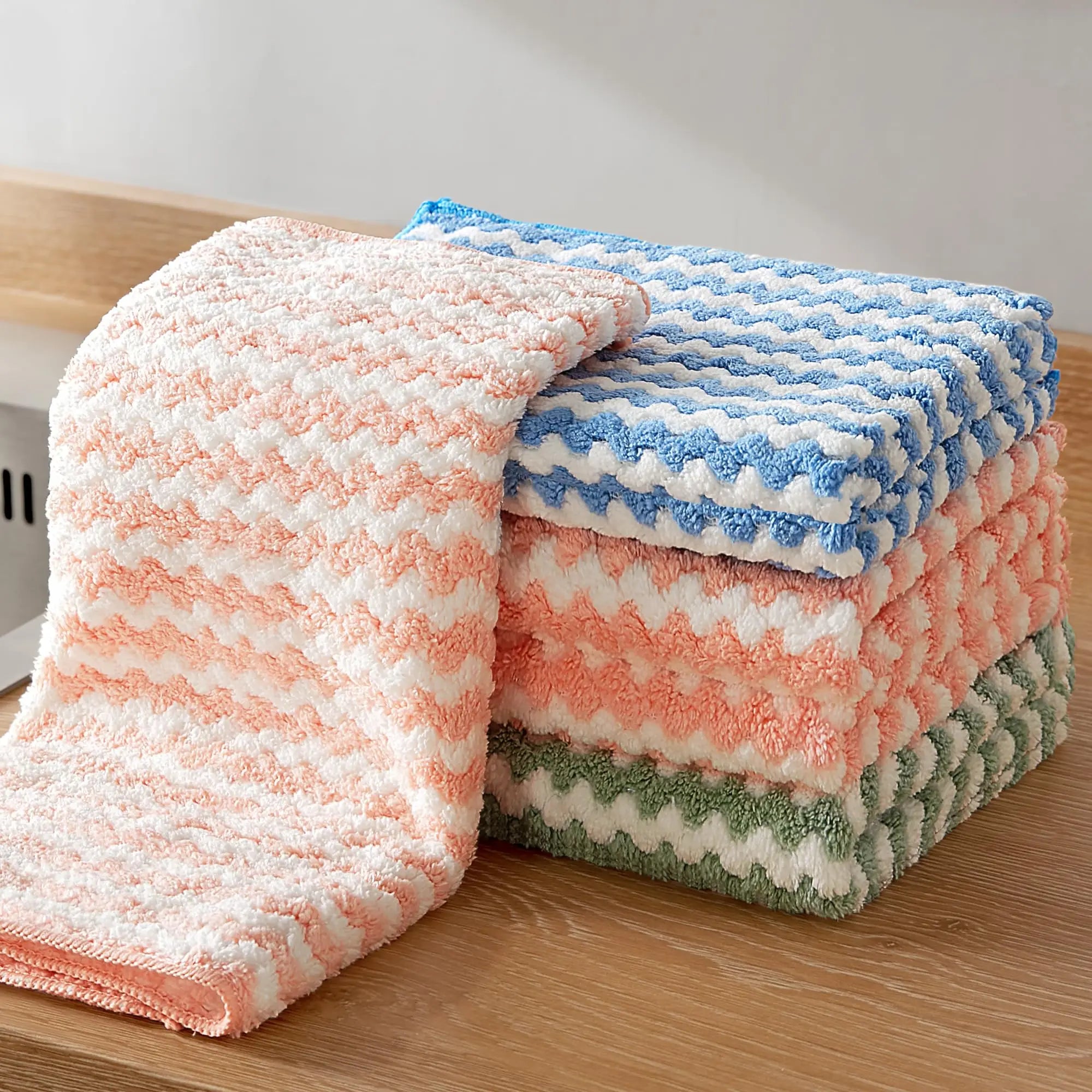 5 Reusable Microfiber Dish Cloths Absorbent Non-stick Oil Kitchen