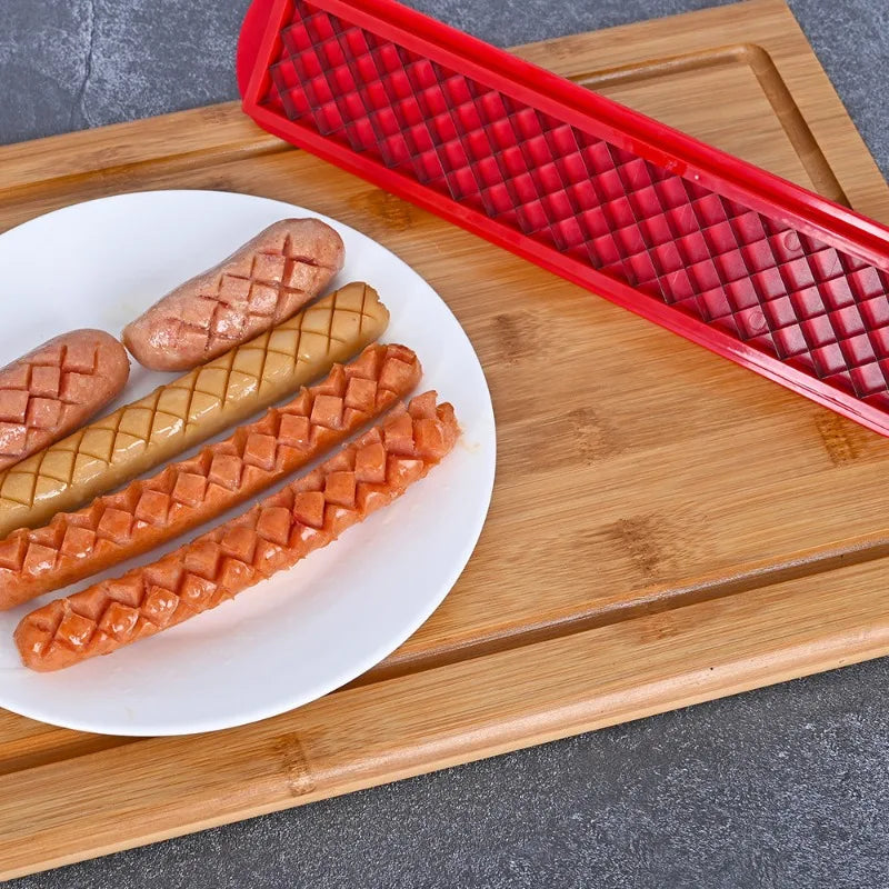 1PC Stainless Steel Multifunctional Hot Dog Slicer, Sausage Cutting Machine, Precision Mesh Kitchen Tool Hot Dog Cutters YUZI Zpaxo