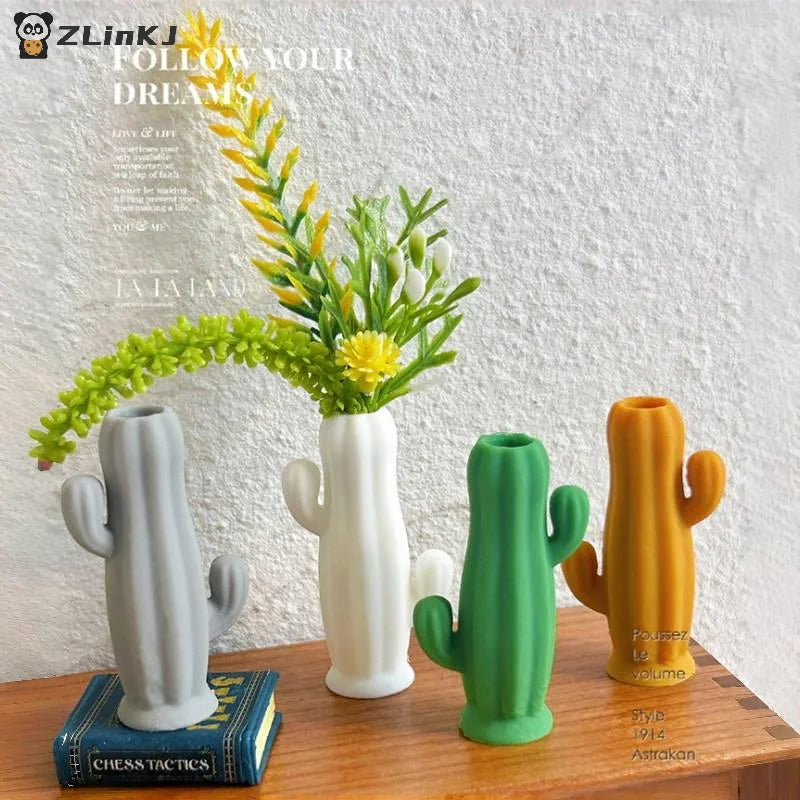 ▶1Pcs Dollhouse Miniature Cactus Shaped Vase Model Furniture Accessories For Doll House Living Room Scene Decor Kids Play Toy Zpaxo