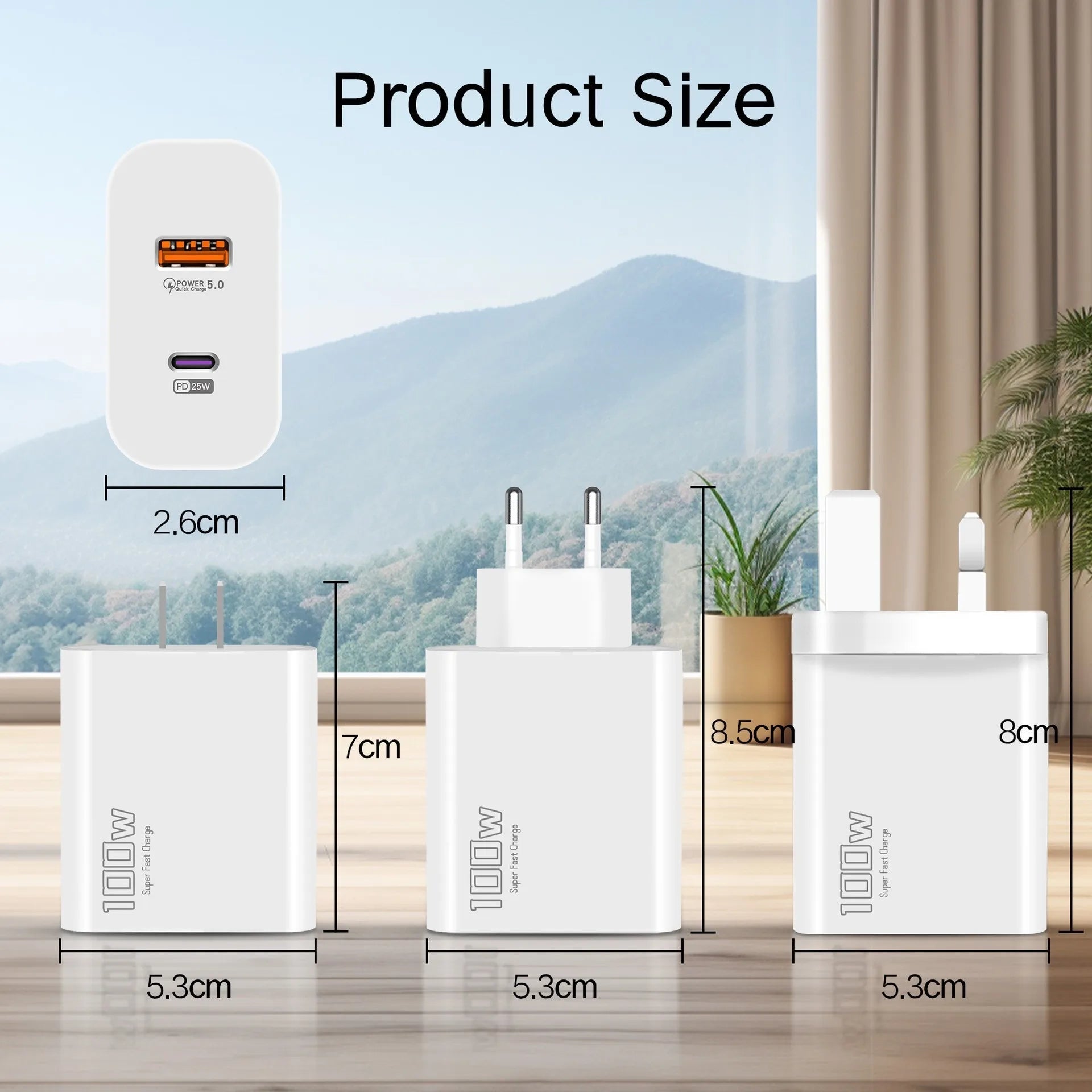 100W Fast Charger Dual-port USB Type-c Charging Head Mobile Phones