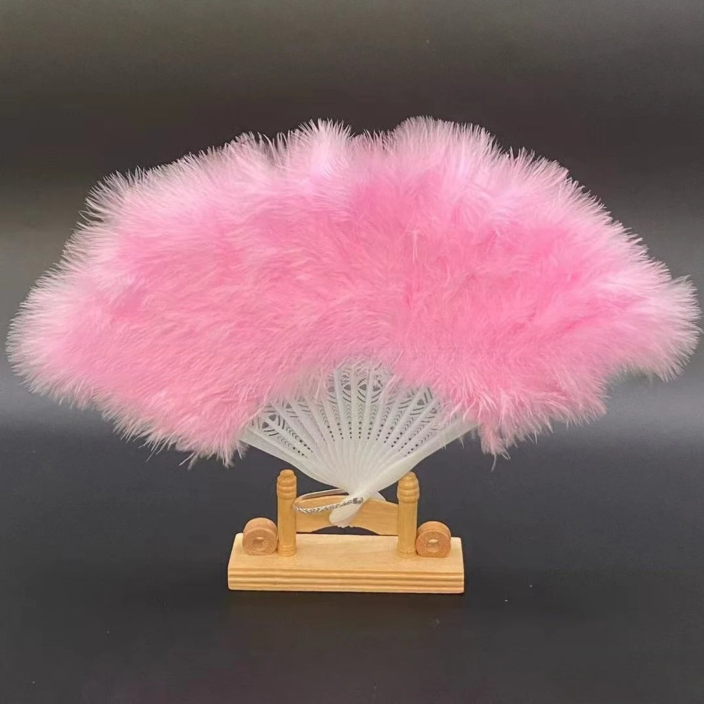 Bridal Feather Hand Fan Elegant Wedding Accessory Bachelorette