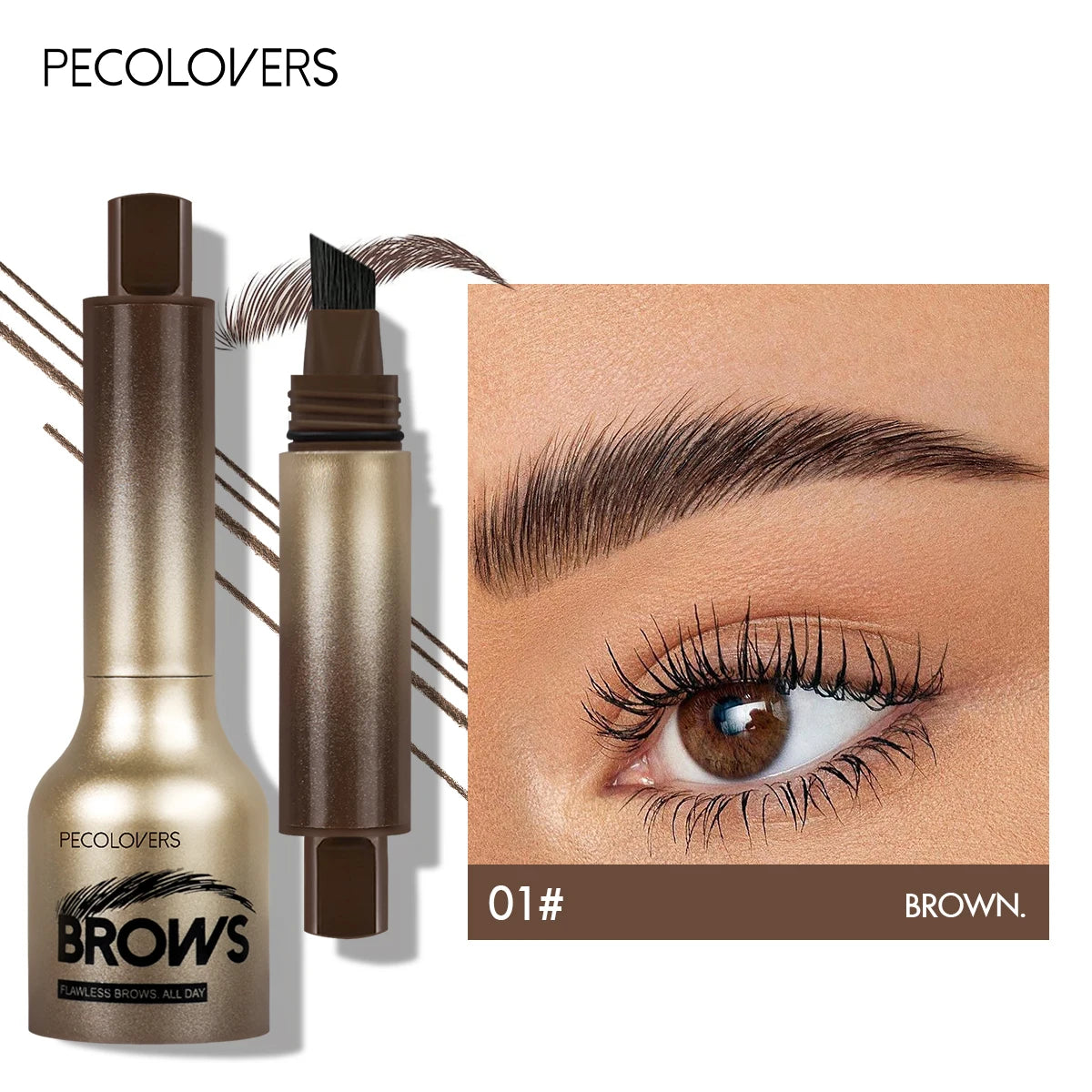 1PC Waterproof, Long-lasting, No Makeup Removal, 3D Three-dimensional, Press-type Eyebrow Pencil,Suitable for Daily Quick Makeup Zpaxo 01