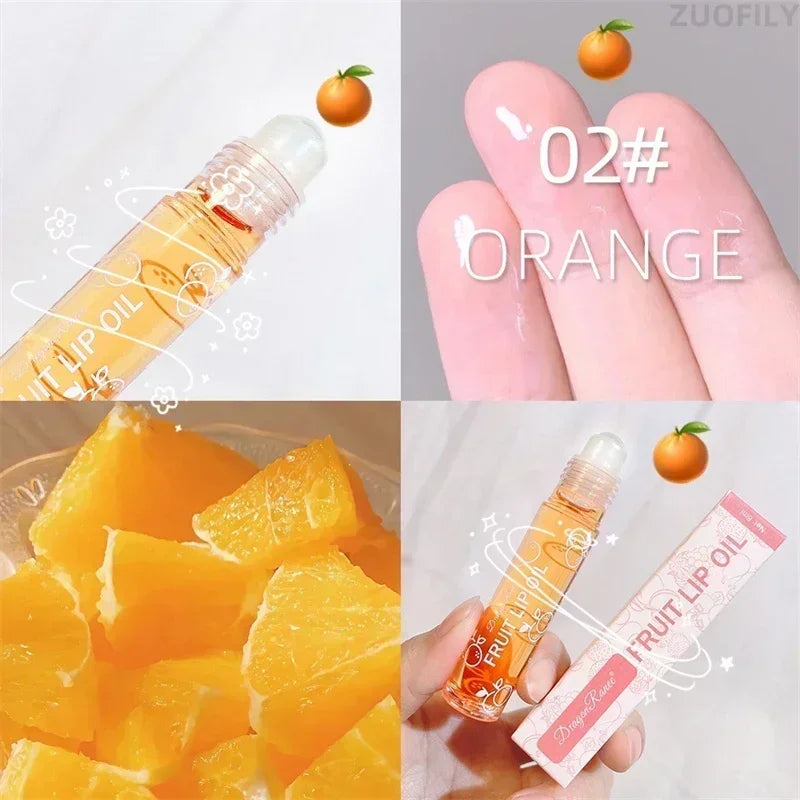 6 Colors Fruit Essence Lip Balm Roll-on Lip Oil Moisturizing Mirror Lipstick Transparent Hydrating Lip Gloss Long-Lasting Shine Zpaxo 02