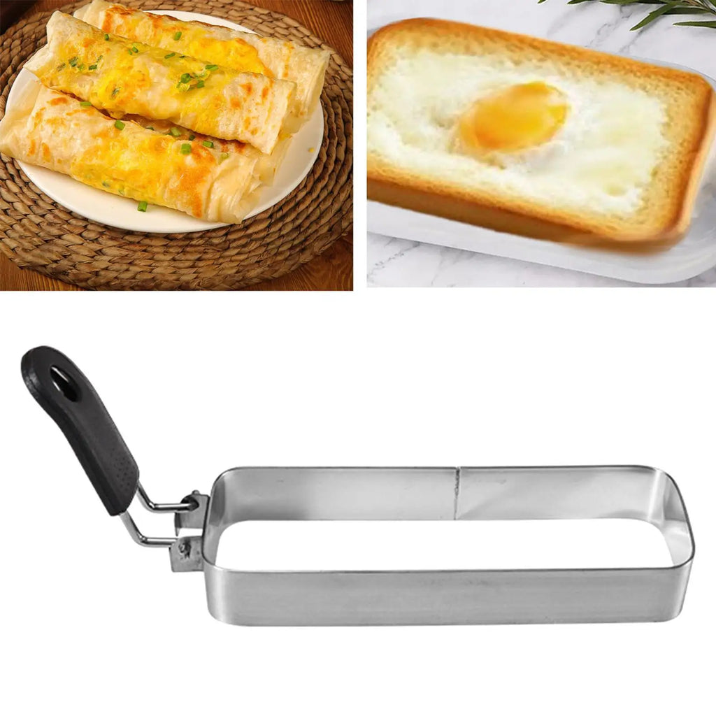 Egg Ring with Handle for Griddle Pan for Breakfast Sandwich Muffin Omelette Ring Crumpet Ring Non Stick Shaper Rectangular Zpaxo