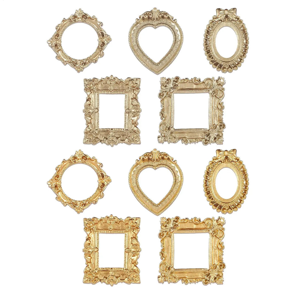 Mini Picture Frame Retro Baroque Style Golden Resin Scrapbooking Embellishments Desktop Ornaments Mini Photo Booth Props Zpaxo