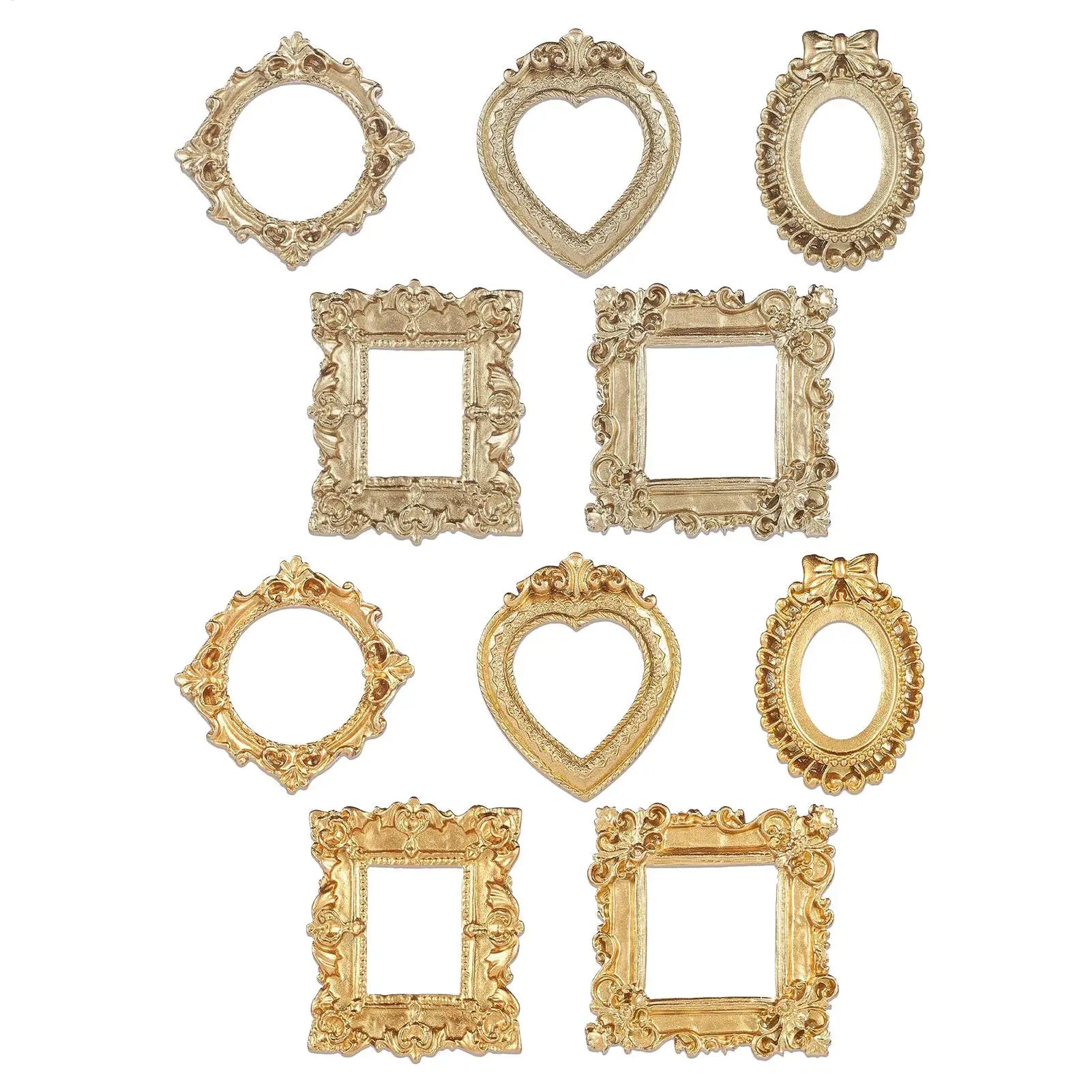 Mini Picture Frame Retro Baroque Style Golden Resin Scrapbooking Embellishments Desktop Ornaments Mini Photo Booth Props Zpaxo