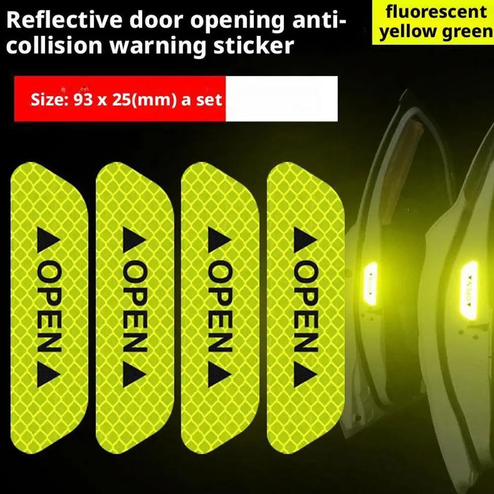 4-Pack Night Reflective Car Door Safety Warning Stickers Car Safety Sticker Zpaxo