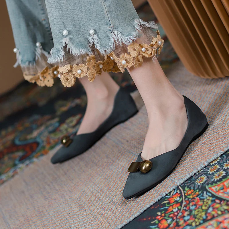 Flat Shoes Women 2023 New Pointed Toe Casual Shoes Shallow Loafers Work Shoes Black Professional Women Shoes Large Size 44 45 46 Zpaxo