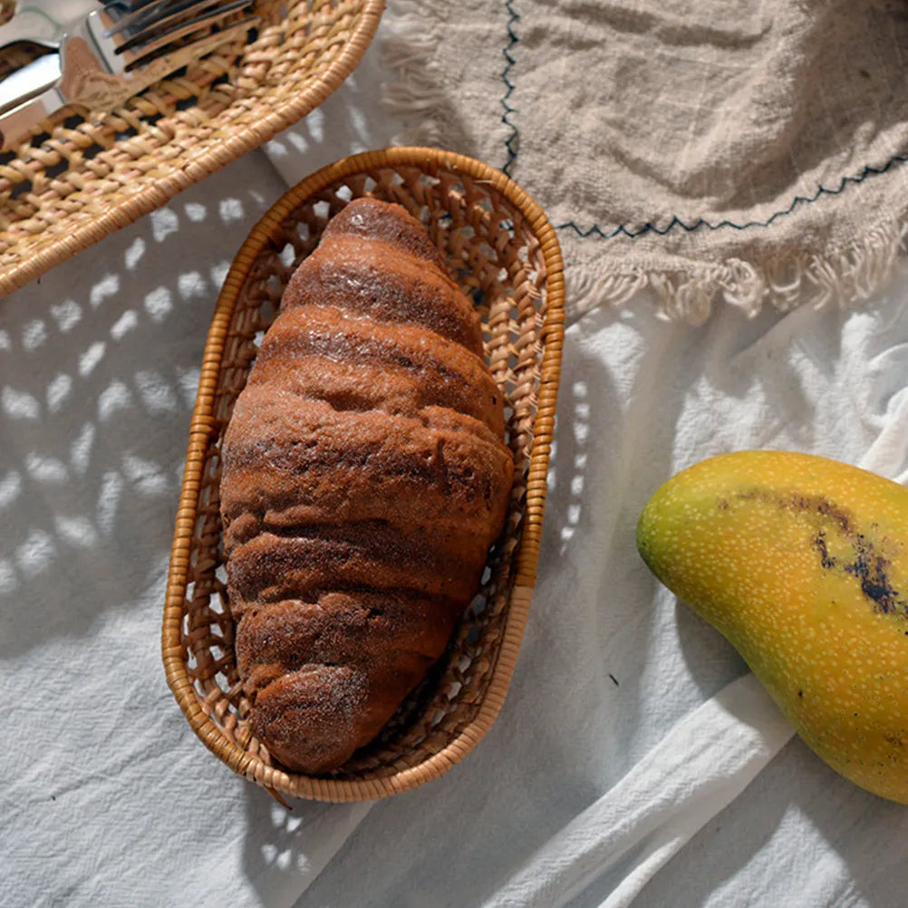 Autumn Rattan Towel Tray Basket Premium Natural Dish Storage