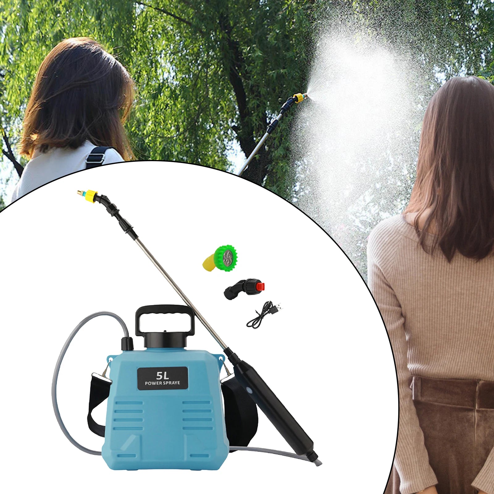 5/8L Shoulder Electric Pesticide Sprayer Pot with 3 Nozzle Garden Sprayer for Garden Watering Handheld Pesticide Sprayer 120Mins Zpaxo