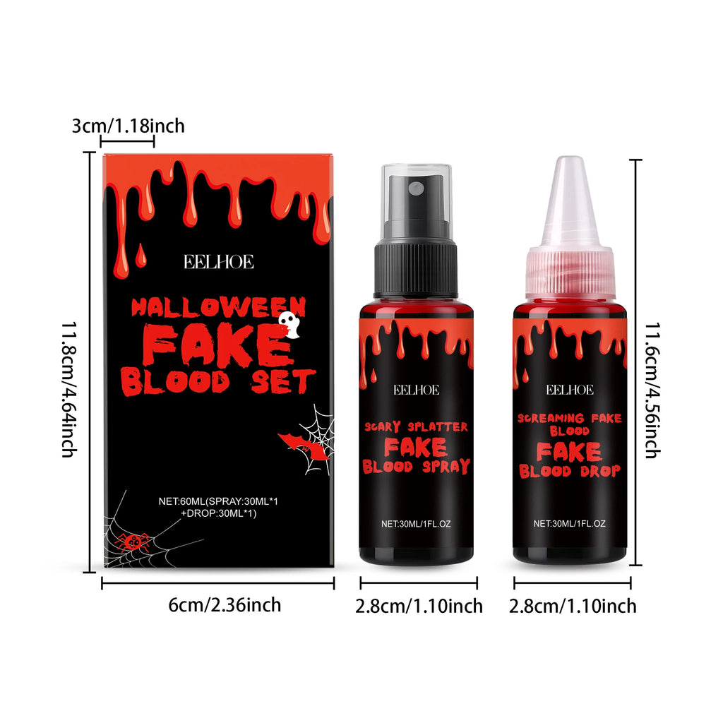Halloween Fake Blood Set – Realistic SFX Makeup Drip & Spray Special Effects Makeup Zpaxo 1 Set