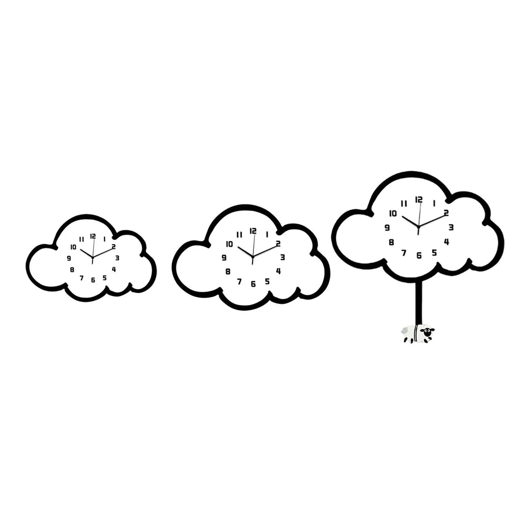 Cloud Wall Clock Stylish Modern Wood Decorative Ornament Kids Room Zpaxo