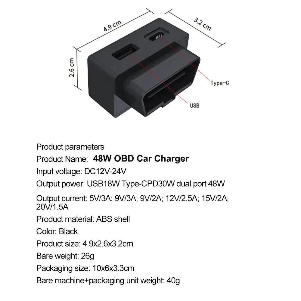 Tesla Model 3/Y/X/S OBD2 Splitter Charging Adapter