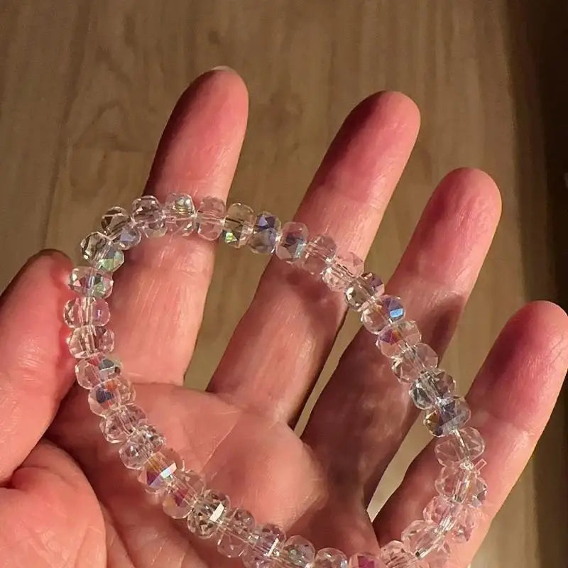 Iridescent Crystal Beaded Bracelet for Women – Sparkly Glass