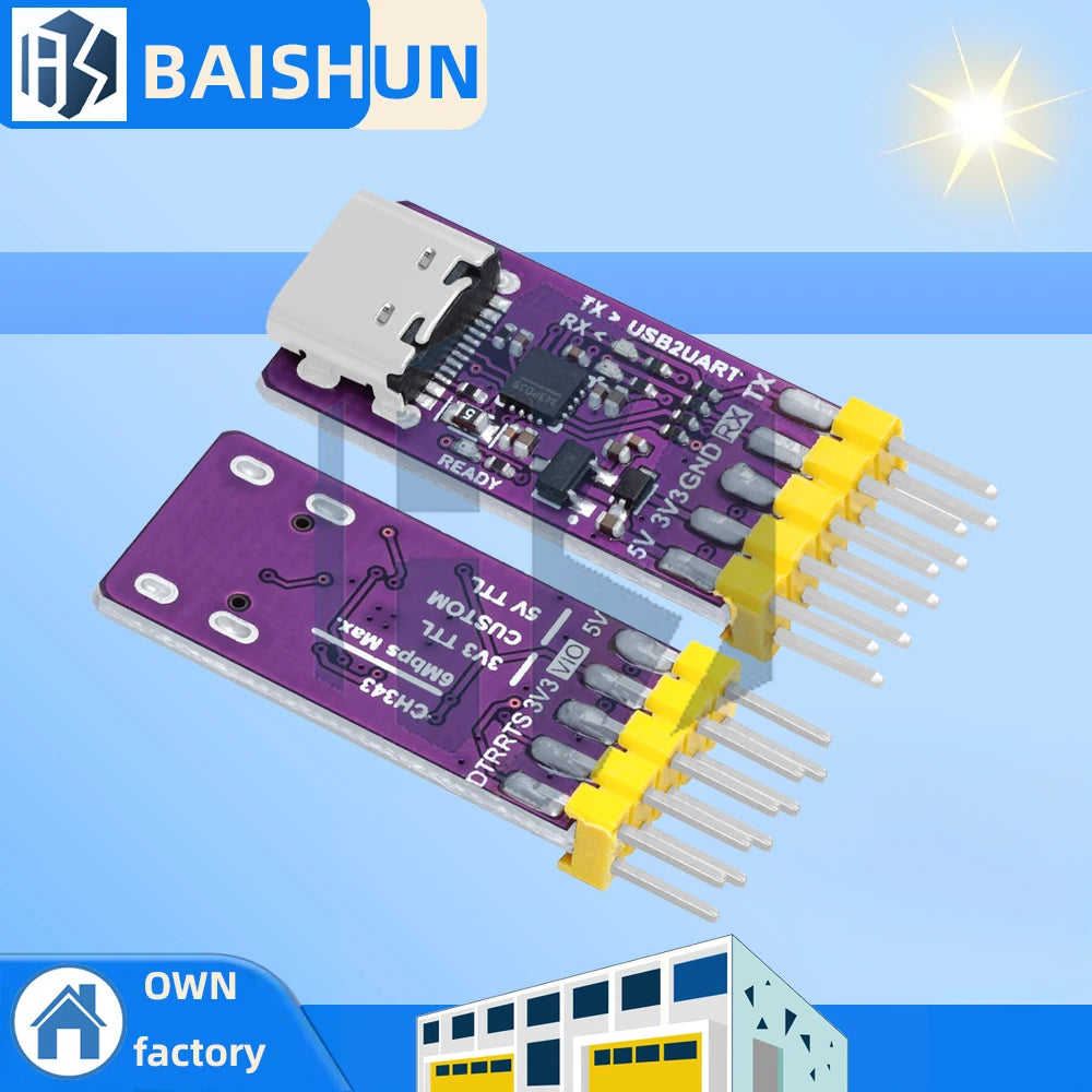 1 CH343P USB-to-TTL Serial Converter Module Type-c Interface 6Mbps 5V Zpaxo