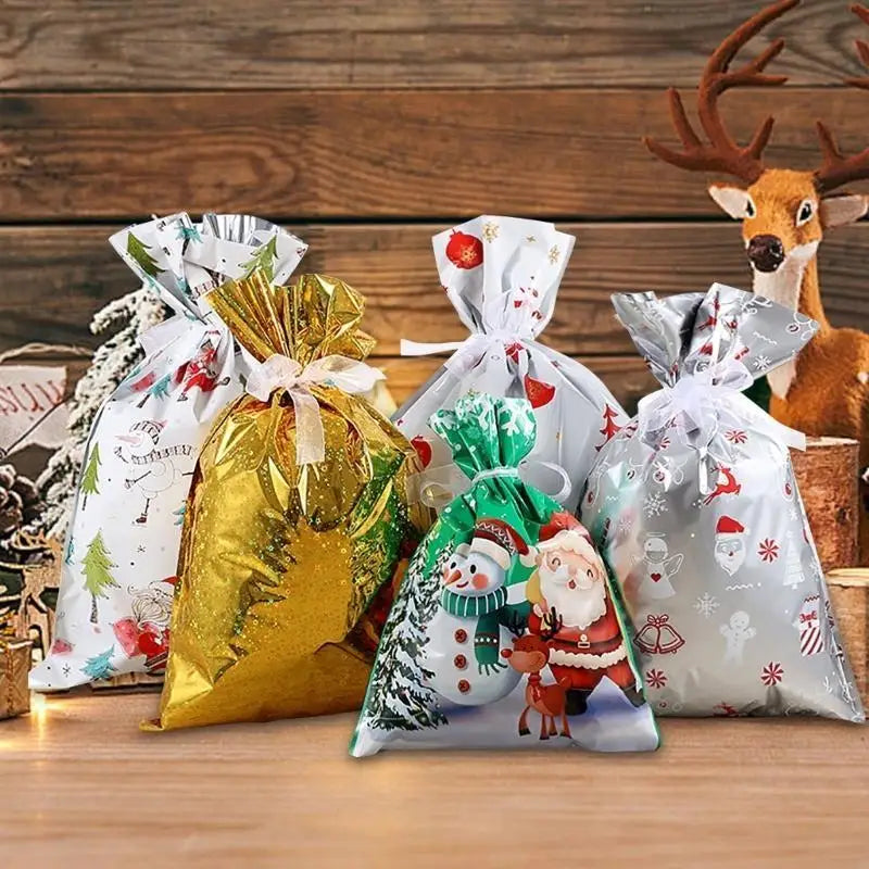 Christmas Bags Holiday Secure Ribbon Closure Supports Party Assorted