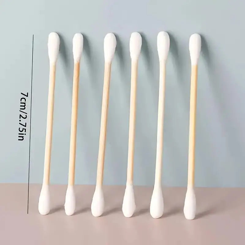 Double-ended 100-piece makeup cotton swab sticks, with wooden rods, used for cleaning ears and removing makeup Zpaxo
