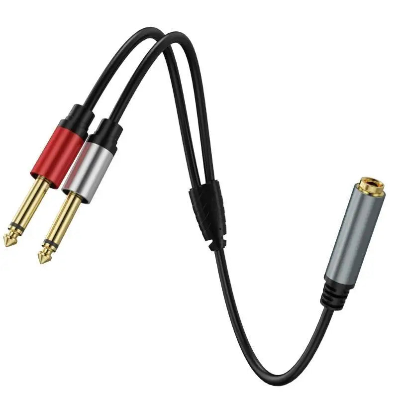 652F Professional Female Two 1 4 Mono Male Speaker Splitter Cable Zpaxo