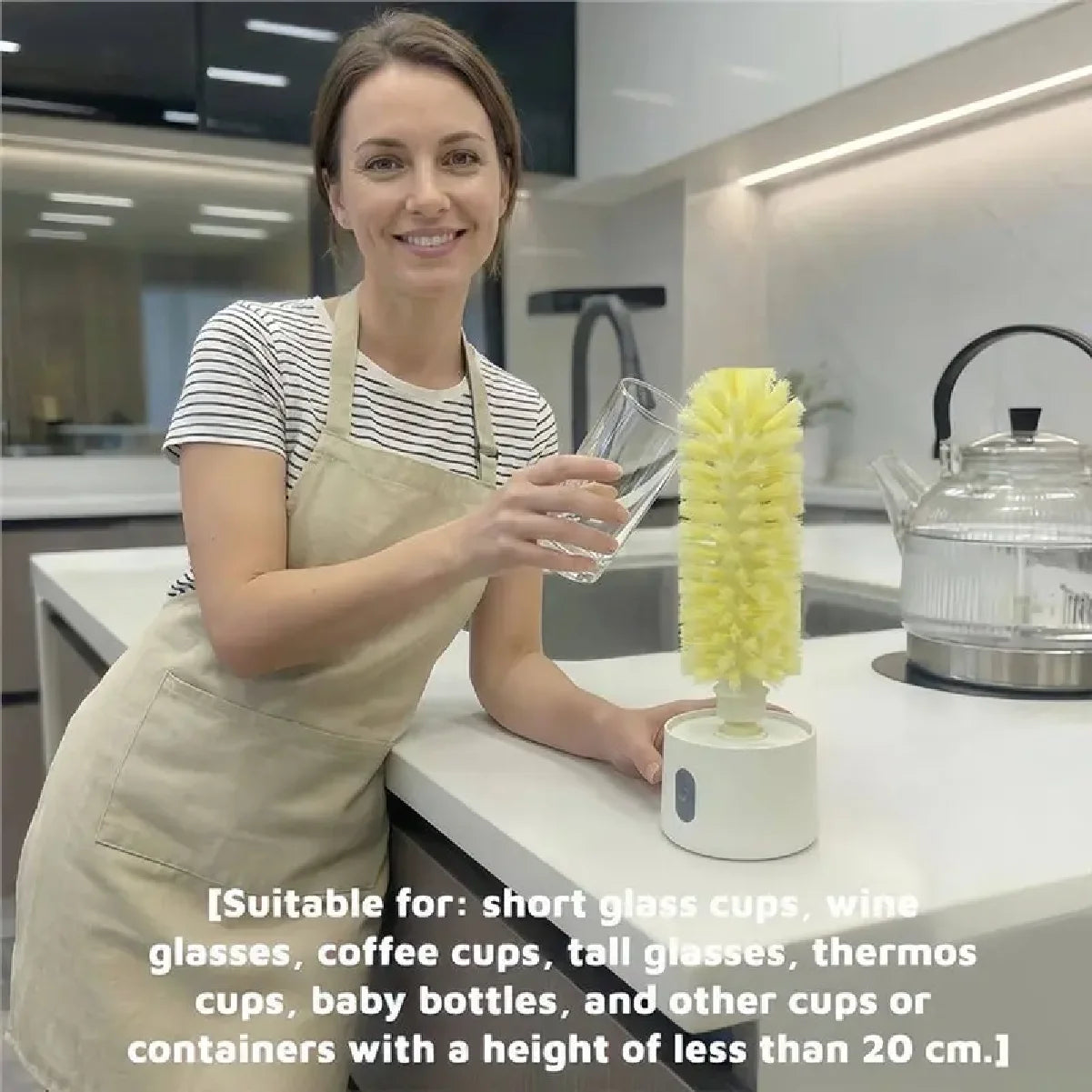 Rechargeable Electric Cup Scrubber 360° Rotating Glass Cleaner Brush Efficient Kitchen Sink Cleaning Tool for Mugs Baby Bottles Zpaxo