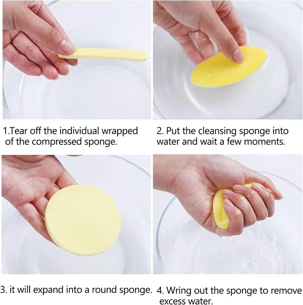 Compressed Facial Cleansing Pads – Sponge Makeup Remover 10/50/100pc