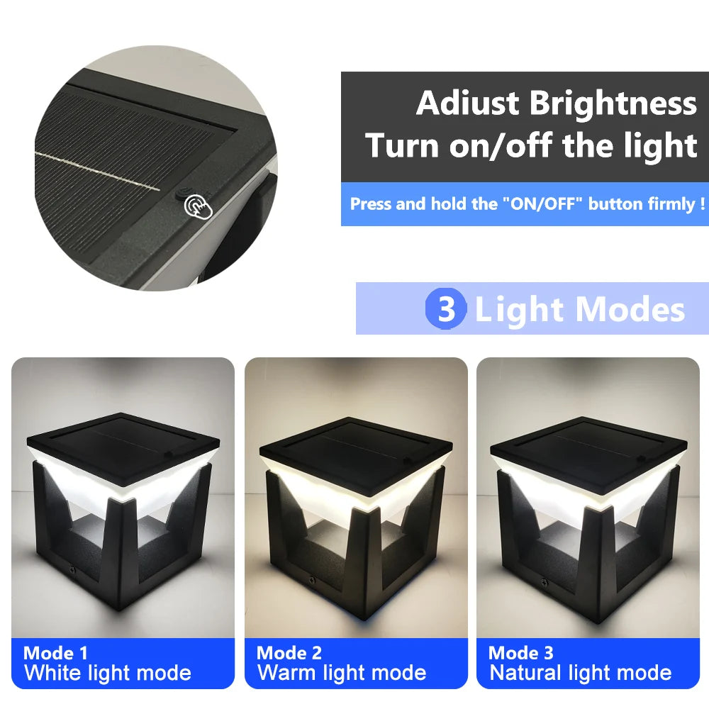 Solar Post Cap Lights Outdoor Waterproof LED Solar Powered Fence Post Lights for Garden Patio Yard Porch Lawn Decor Zpaxo