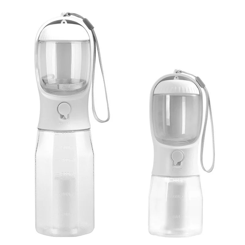 1 Dog Water Bottle Poop Bag Dispenser Portable Pet Feeder Cat Bowl Zpaxo white 300ML