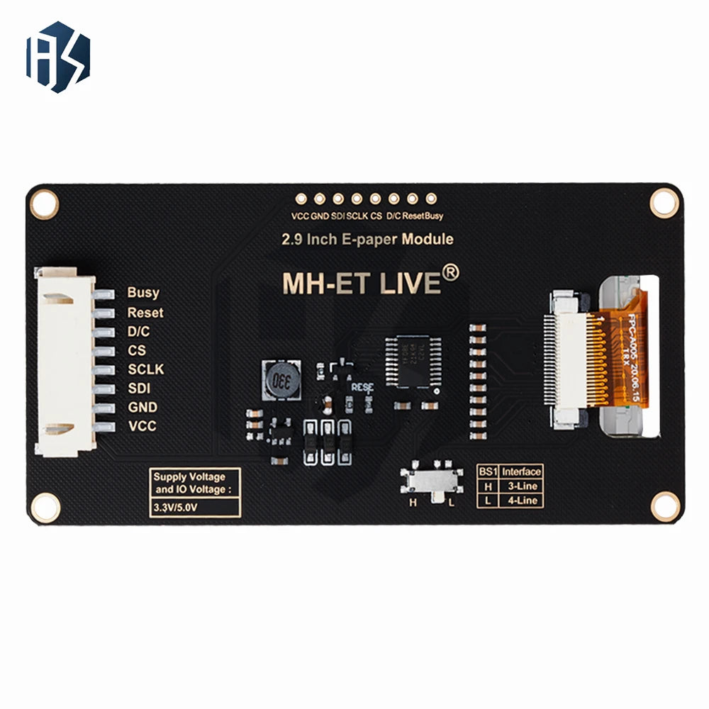 ‌2.9 inch E-Paper Display Module (296x128 SPI Interface) - Compatible with Arduino, STM32, Raspberry Pi /ESP32 Zpaxo