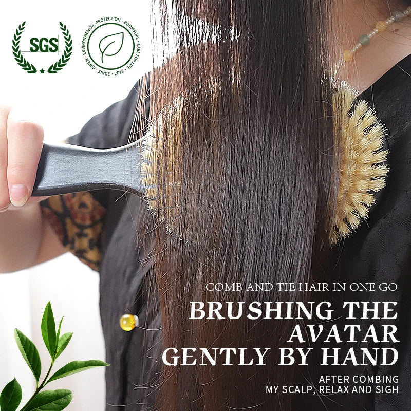 BOOMSLIFE Custom Soft Boar Bristle Hair Brush Women USA Oak Wood HairBrush Massage Sclap Wooden Comb for Hair Barber Accessories Zpaxo