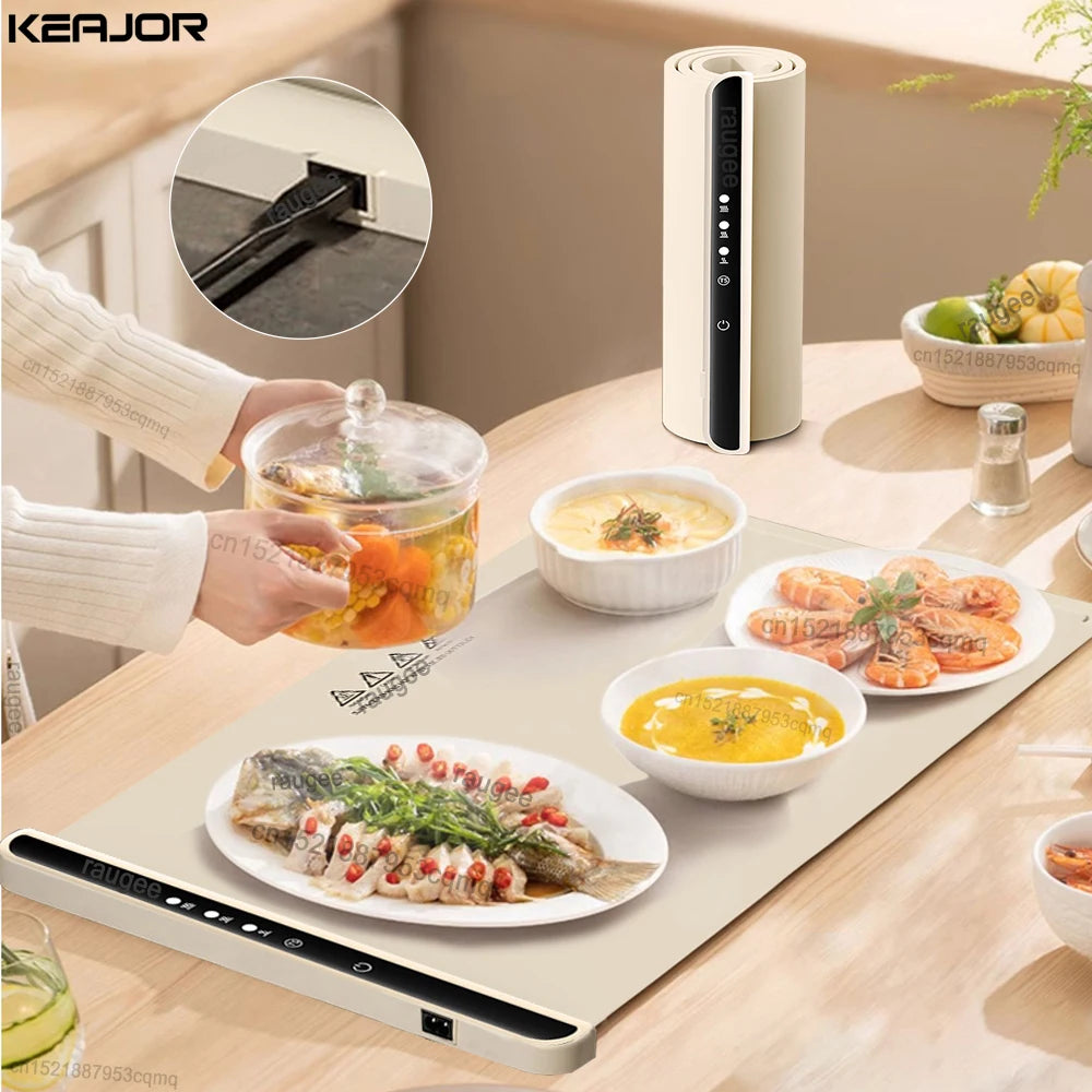 Electric Warming Tray Food Warmer Plate Foldable Portable Smart Fast