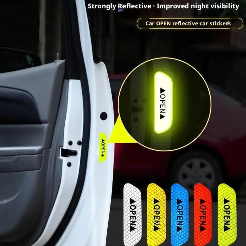 4-Pack Night Reflective Car Door Safety Warning Stickers Car Safety Sticker Zpaxo