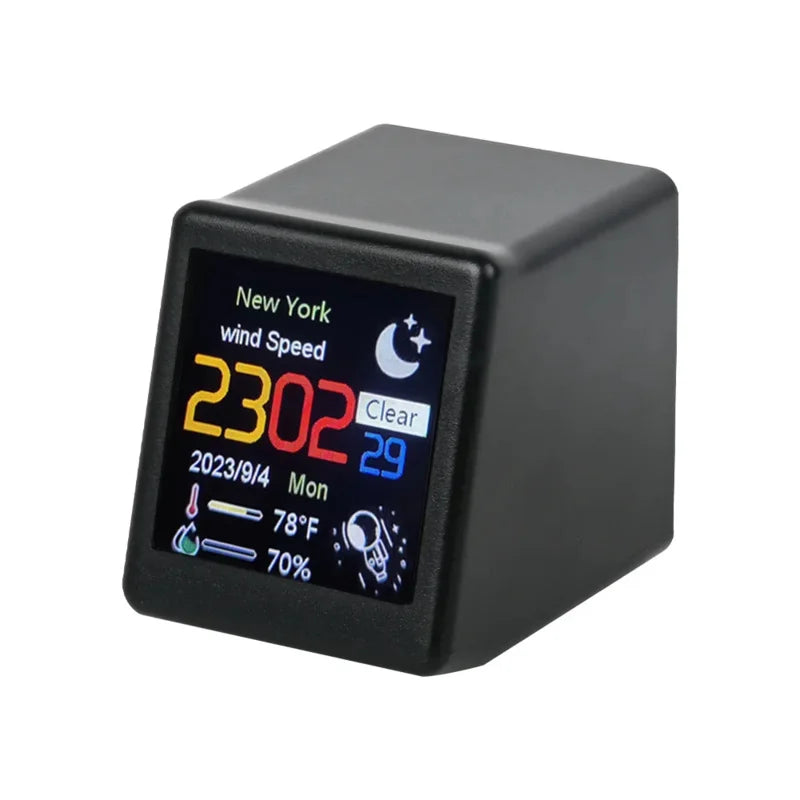 Compact Portable Smart Wifi Weather Station Temperature Humidity Time