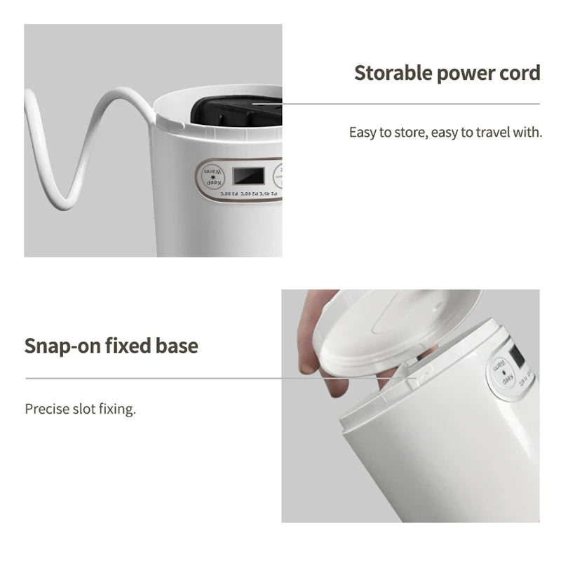 Portable Electric Kettle travel Kettle Stainless Steel Mini Electric Water Bottle Cup For Boil Hot Water Baby Milk Powder Zpaxo