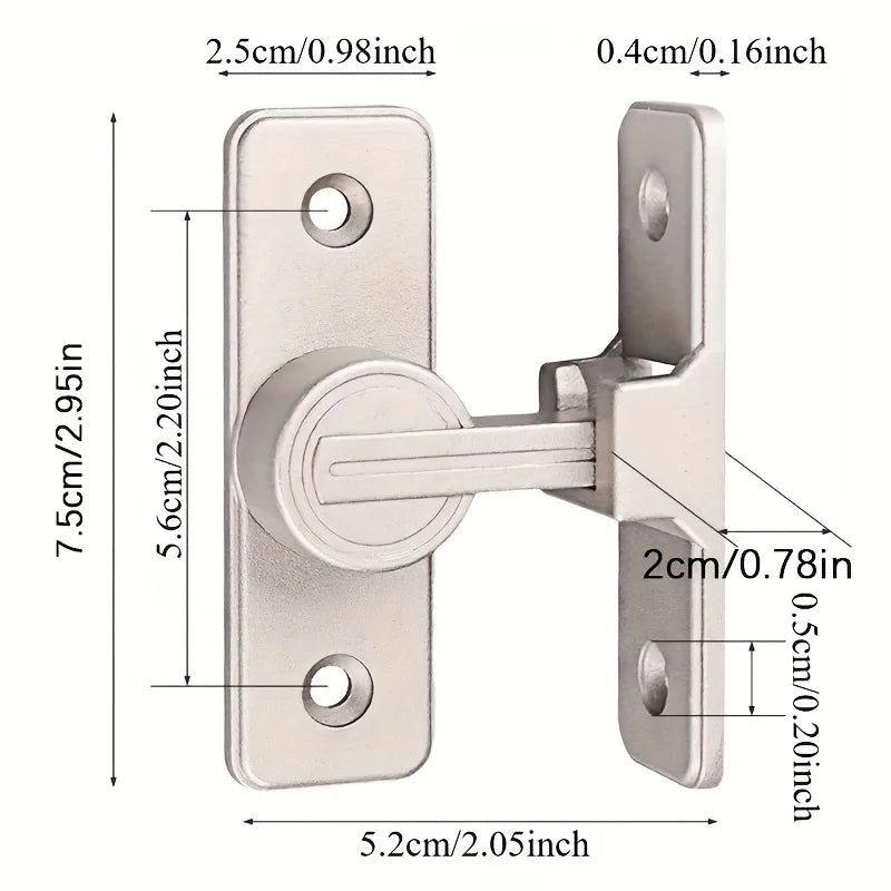 Heavy-Duty Zinc Alloy Sliding Door Lock – 90° & 180° Anti-Theft Door Security Lock Zpaxo